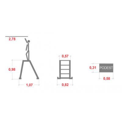 Schodki Faraone CM 4 st. (wys. rob. 2,78m)